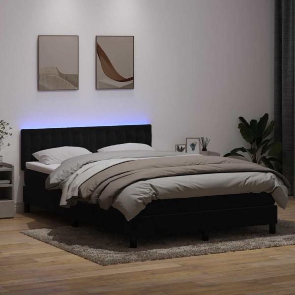 ARDEBO.de - Boxspringbett mit Matratze & LED Schwarz 160x210 cm Samt