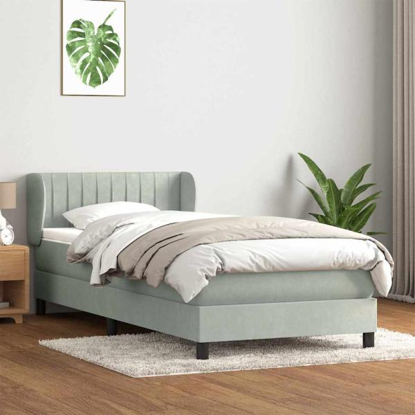 ARDEBO.de - Boxspringbett mit Matratze Hellgrau 80x210 cm Samt