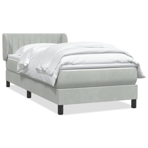 Boxspringbett mit Matratze Hellgrau 80x210 cm Samt