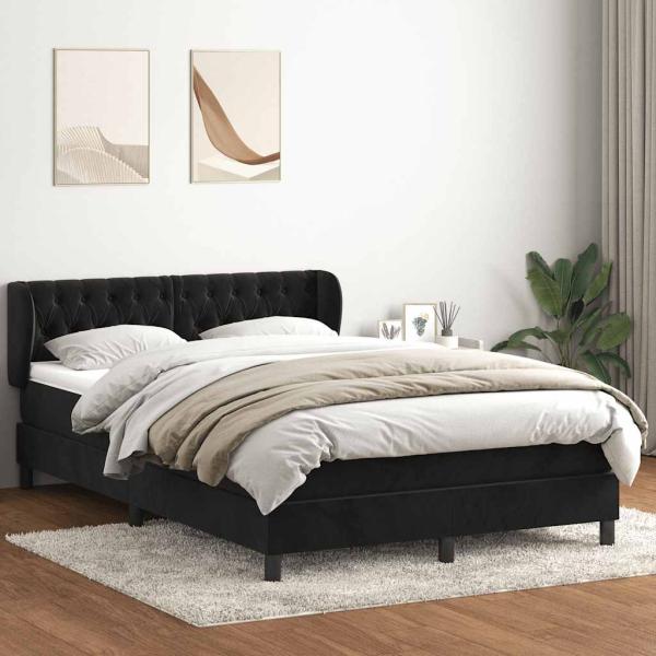 ARDEBO.de - Boxspringbett mit Matratze Schwarz 160x210 cm Samt