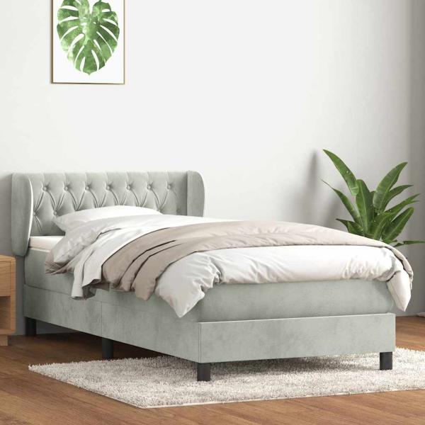 ARDEBO.de - Boxspringbett mit Matratze Hellgrau 80x210 cm Samt
