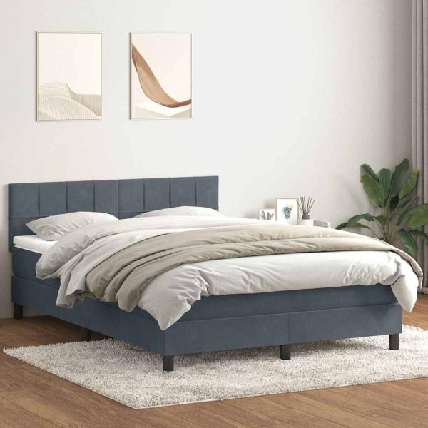 ARDEBO.de - Boxspringbett mit Matratze Dunkelgrau 160x210 cm Samt