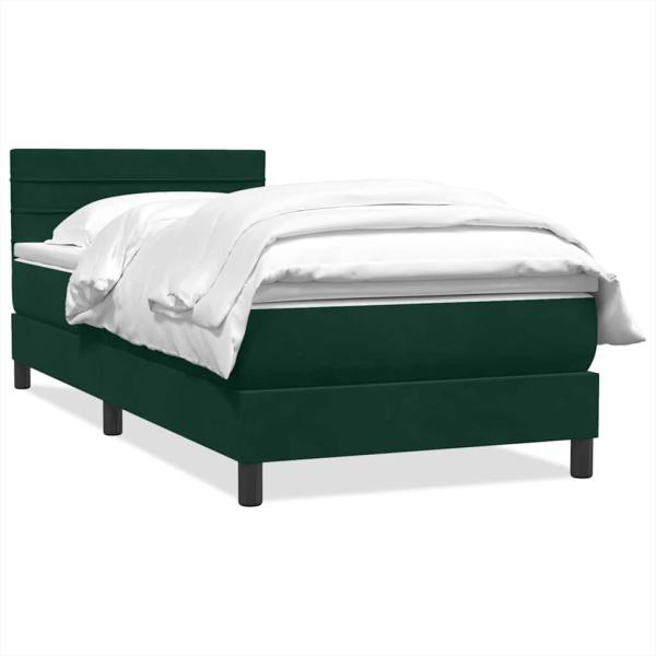 Boxspringbett mit Matratze Dunkelgrün 80x220 cm Samt