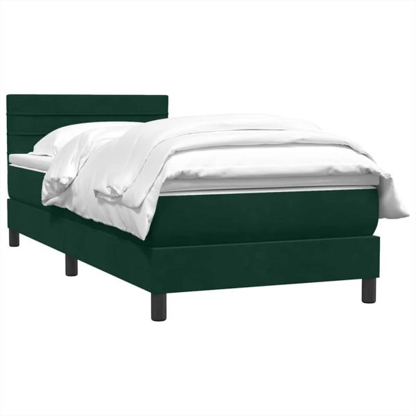 Boxspringbett mit Matratze Dunkelgrün 80x220 cm Samt