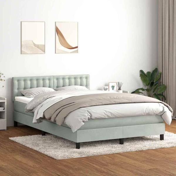 ARDEBO.de - Boxspringbett mit Matratze Hellgrau 160x210 cm Samt