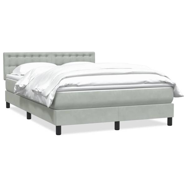 Boxspringbett mit Matratze Hellgrau 160x210 cm Samt