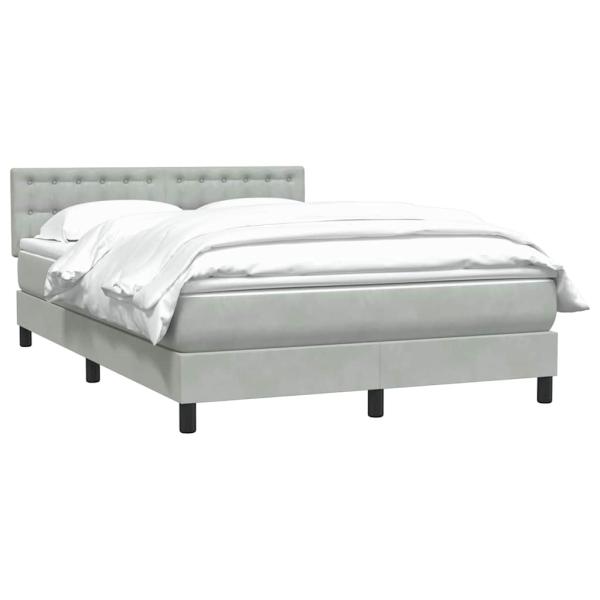 Boxspringbett mit Matratze Hellgrau 160x210 cm Samt