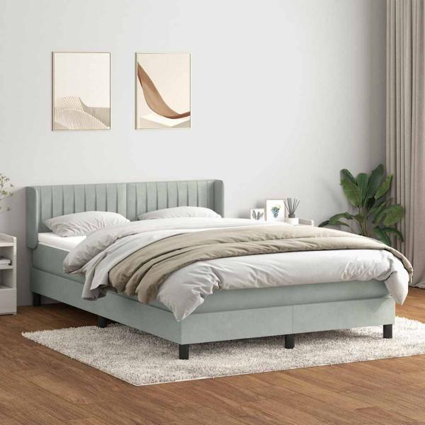 ARDEBO.de - Boxspringbett mit Matratze Hellgrau 160x210 cm Samt