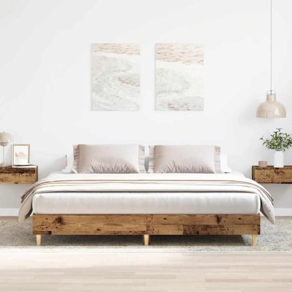 ARDEBO.de - Bettgestell ohne Matratze Altholz 180x200cm Holzwerkstoff