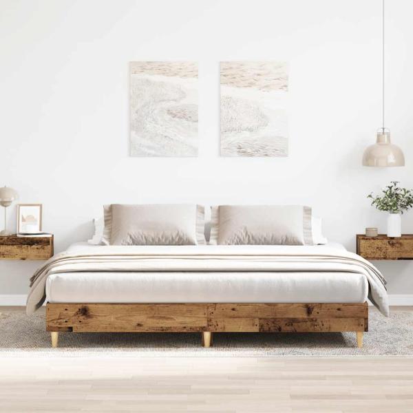 ARDEBO.de - Bettgestell ohne Matratze Altholz 160x200cm Holzwerkstoff