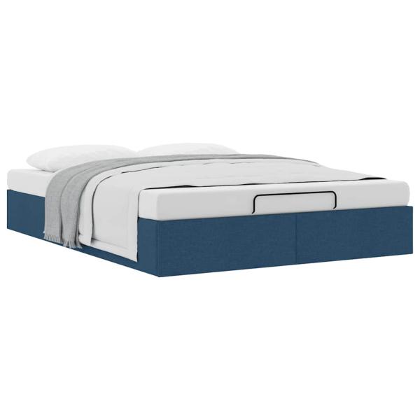 Ottoman-Bett ohne Matratze Blau 140x190 cm Stoff