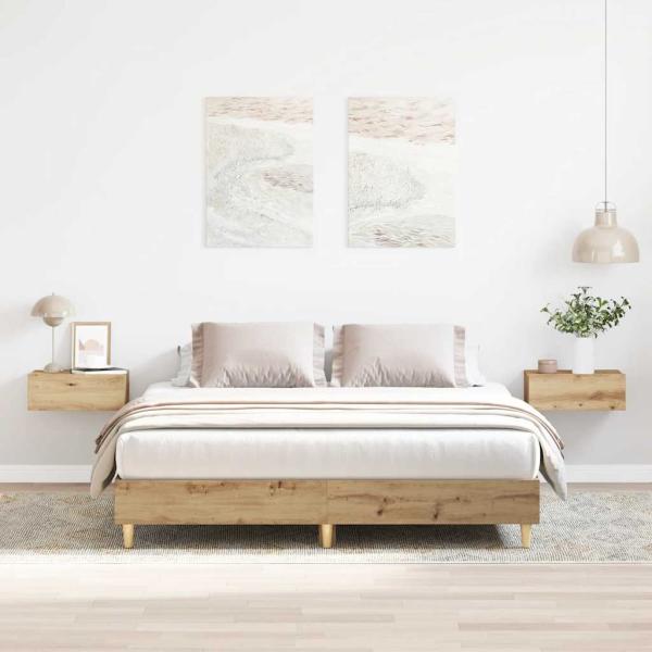 ARDEBO.de - Bettgestell ohne Matratze Artisan-Eiche 150x200cm Holzwerkstoff