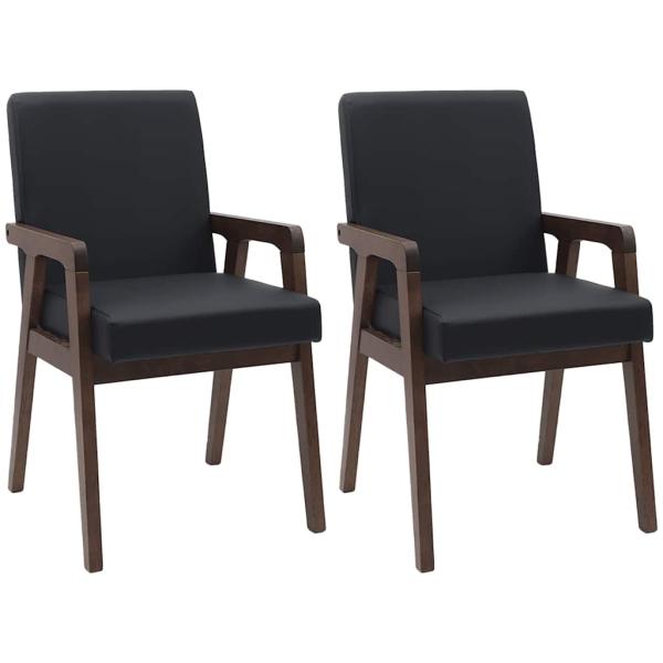 Esszimmerstühle mit Kissen 2 Stk. Braun Massivholz Gummibaum