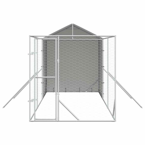 Outdoor-Hundezwinger mit Dach Silbern 2x6x2,5m Verzinkter Stahl