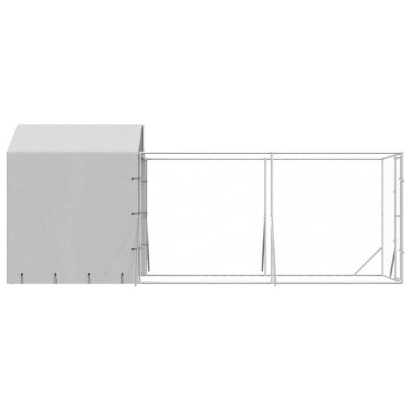Outdoor-Hundezwinger mit Dach Silbern 2x6x2,5m Verzinkter Stahl