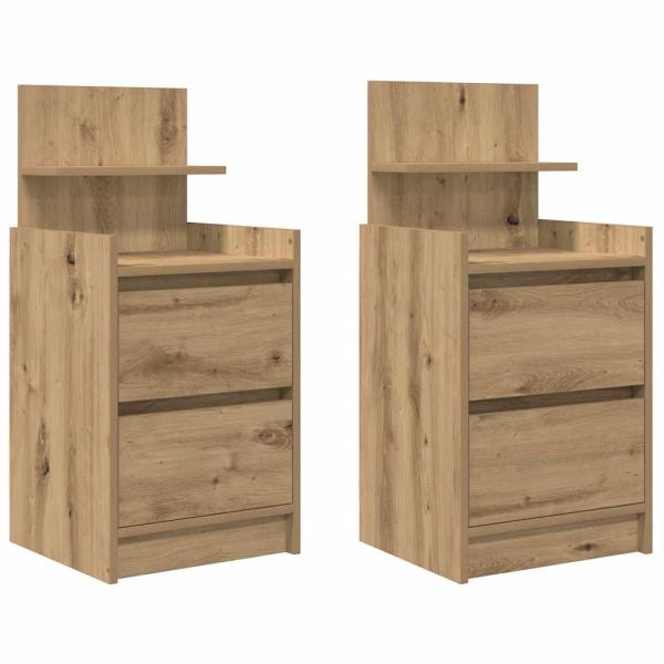 Nachttische mit 2 Schubladen 2 Stk. Artisan-Eiche 38x34x80 cm