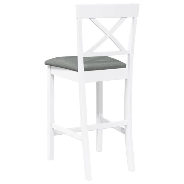 Barhocker mit Kissen 2 Stk. Weiß Massivholz Gummibaum