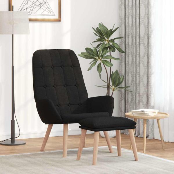 ARDEBO.de - Relaxsessel mit Hocker Schwarz Stoff