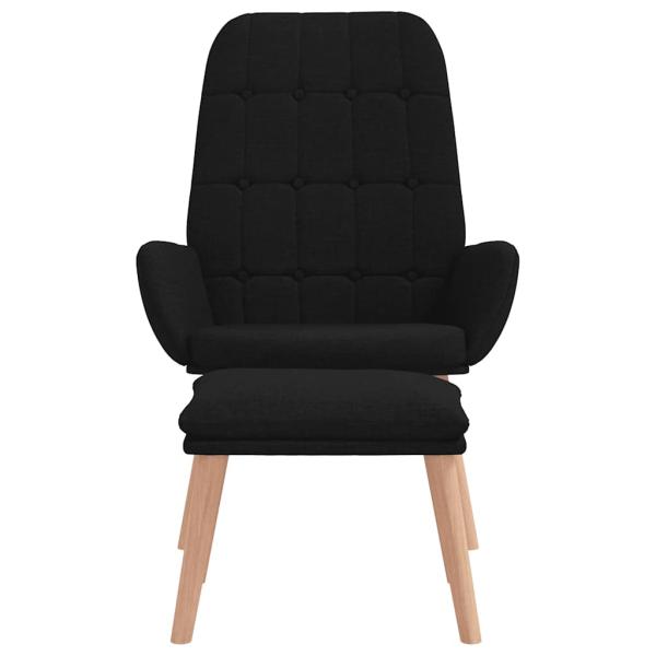 Relaxsessel mit Hocker Schwarz Stoff