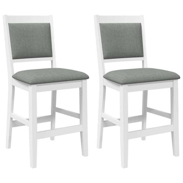 Barhocker mit Kissen 2 Stk. Weiß Massivholz Gummibaum