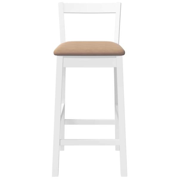 Barhocker mit Kissen 2 Stk. Weiß Massivholz Gummibaum