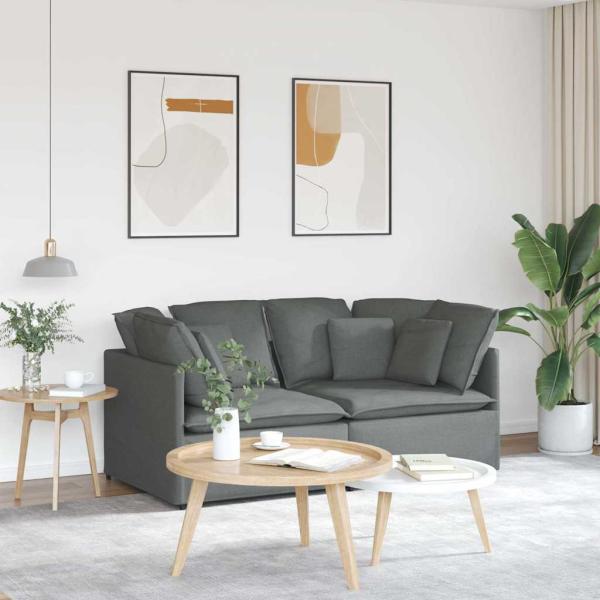 ARDEBO.de - Modulares Sofa mit Kissen Stoff Dunkelgrau