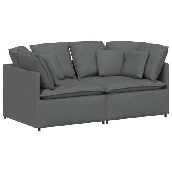Modulares Sofa mit Kissen Stoff Dunkelgrau