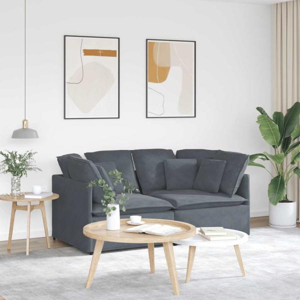 ARDEBO.de - Modulares Sofa mit Kissen Samt Dunkelgrau
