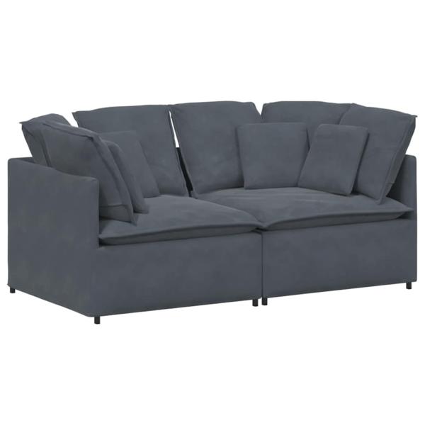 Modulares Sofa mit Kissen Samt Dunkelgrau