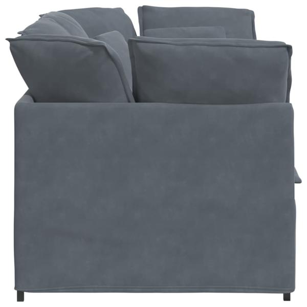 Modulares Sofa mit Kissen Samt Dunkelgrau