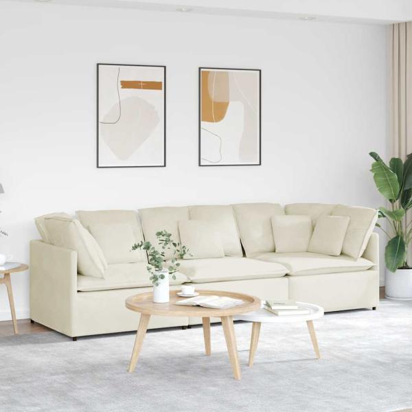 ARDEBO.de - Modulares Sofa mit Kissen Samt Cream