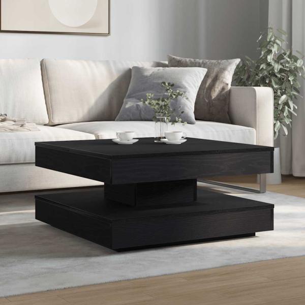 Couchtisch 360-Grad Drehbar Schwarz 70x70x34,5 cm