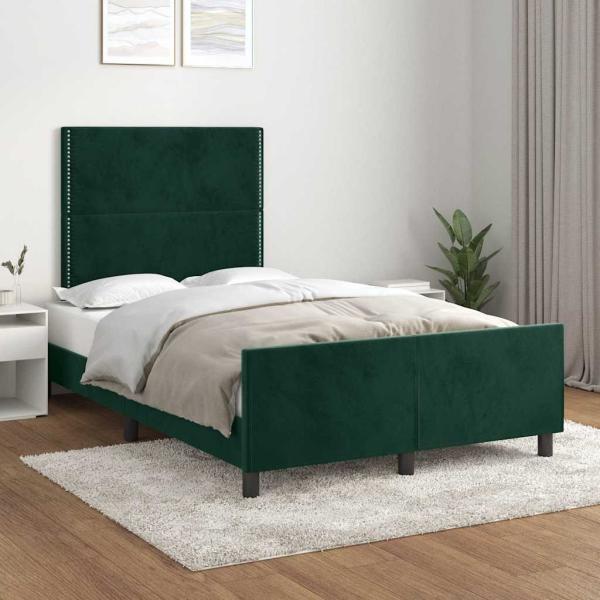 ARDEBO.de - Bettgestell ohne Matratze Dunkelgrün 120x190 cm Samt