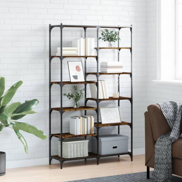 ARDEBO.de - B?cherregal R?uchereiche 100x32x170 cm Holzwerkstoff und Eisen
