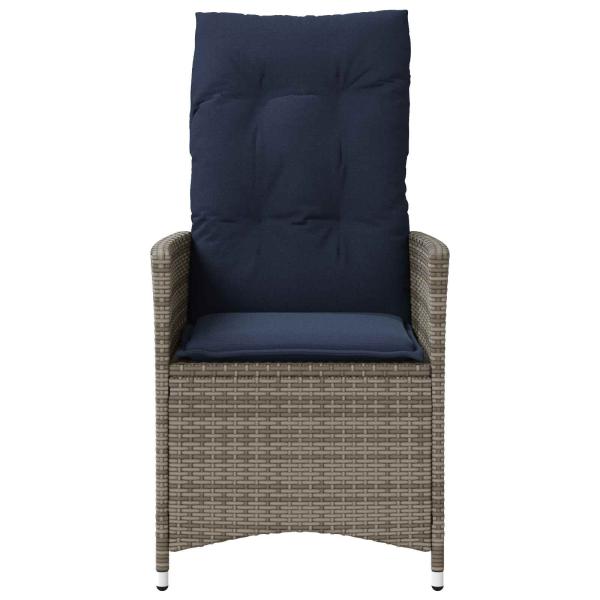 Gartenstühle Verstellbar 2 Stk. mit Kissen Grau Poly Rattan