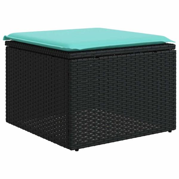 8-teiliges Gartensofa-Set mit Kissen, schwarzes Polyrattan