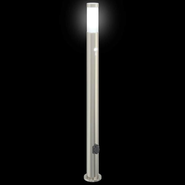 Pollerleuchten mit Sensor&Steckdose 3er 110 cm Edelstahl IP44