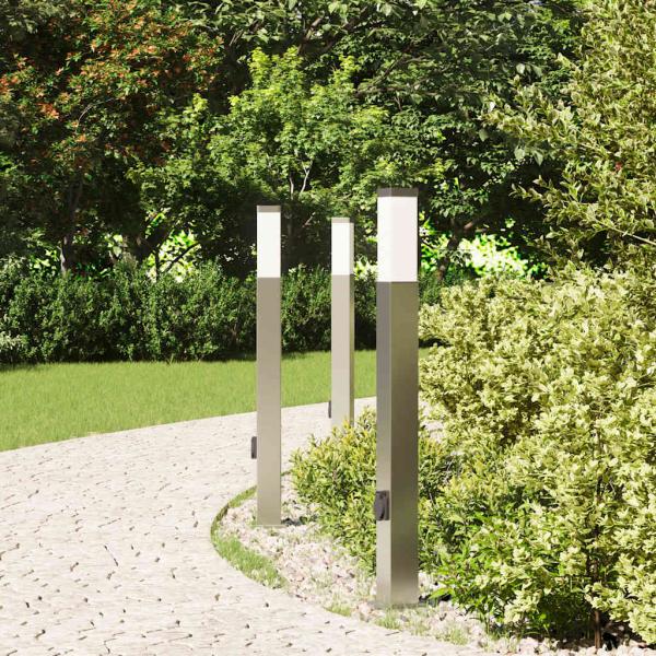 Pollerleuchten mit Auslass 3 Stk. 80 cm Edelstahl IP44