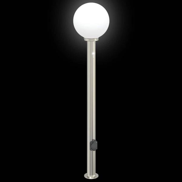 Pollerleuchten mit Sensor&Steckdose 3 Stk. 120 cm Edelstahl IP44