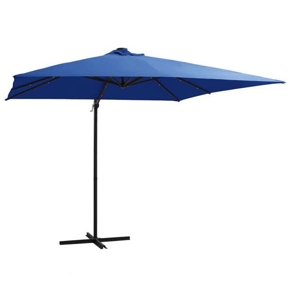 ARDEBO.de - Ampelschirm mit LED-Beleuchtung Stahl-Mast 250x250 cm Azurblau