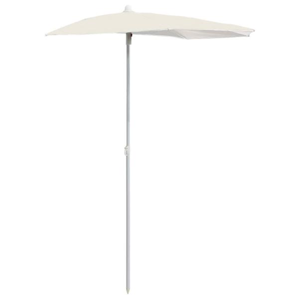 Halb-Sonnenschirm mit Mast 180x90 cm Sandfarbe