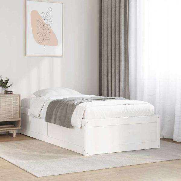 ARDEBO.de - Massivholzbett ohne Matratze Weiß 75x190 cm Kiefernholz