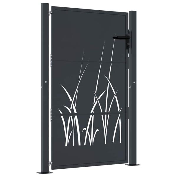 Gartentor Anthrazit 100x150 cm Stahl Gras-Design