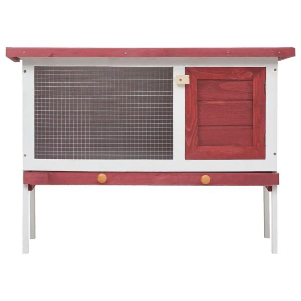 Kaninchenstall 1 Ebene Rot Holz