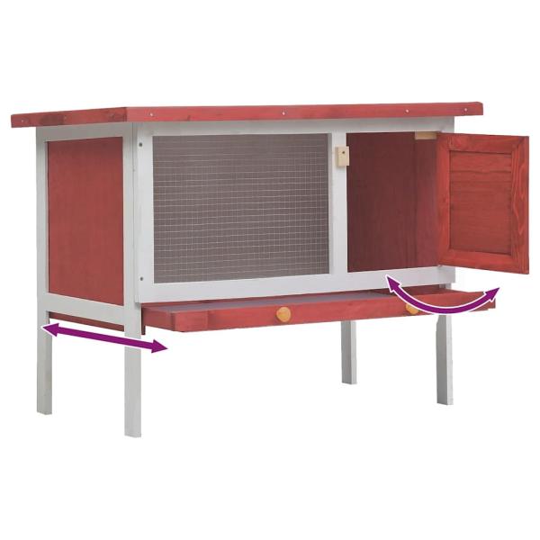 Kaninchenstall 1 Ebene Rot Holz