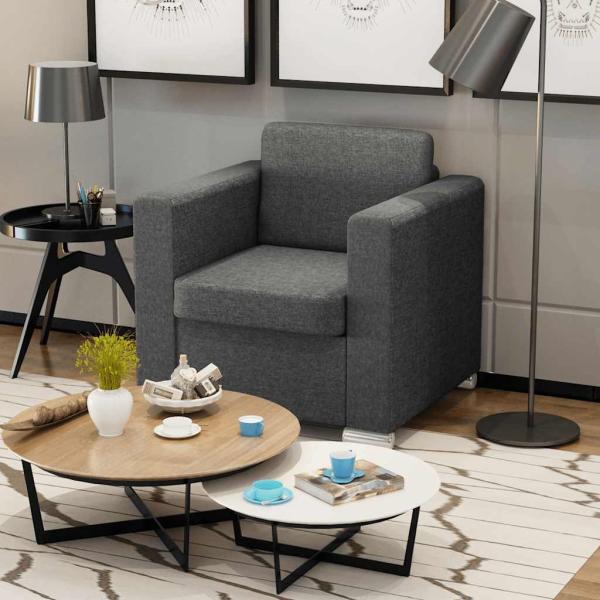 ARDEBO.de - Sessel Dunkelgrau Stoff