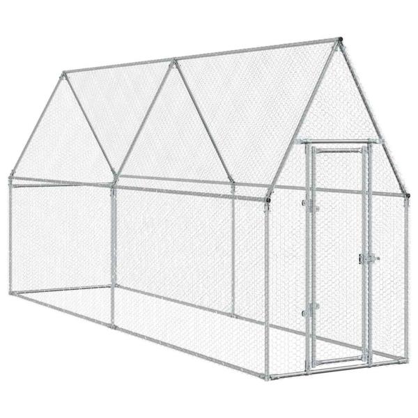 Hühnerkäfig Silbern 400x100x190 cm Verzinkter Stahl