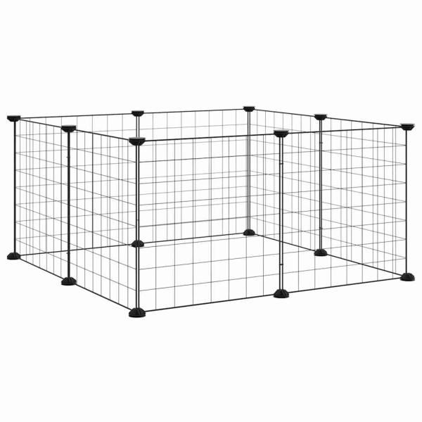 8-Panel-Haustierkäfig Schwarz 70x70x35 cm Stahl