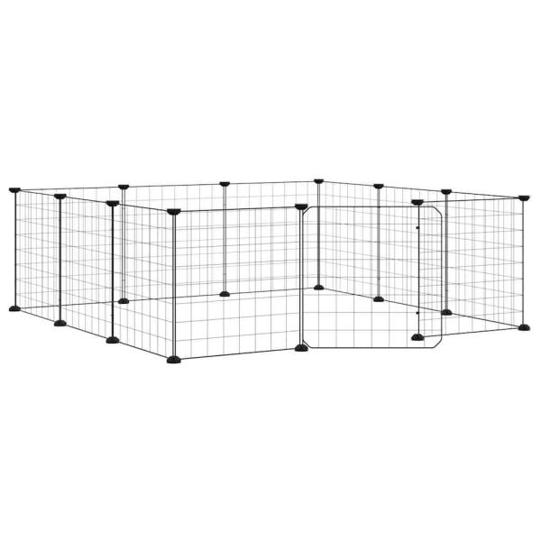 12-Panel-Haustierkäfig mit Tür Schwarz 105x105x35 cm Stahl