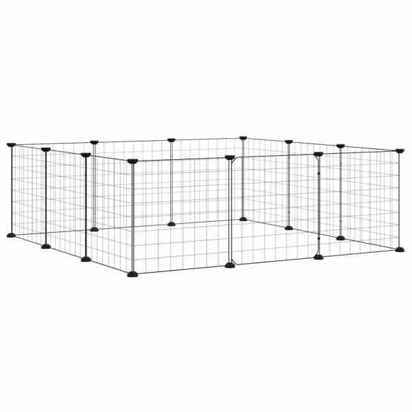 12-Panel-Haustierkäfig mit Tür Schwarz 105x105x35 cm Stahl